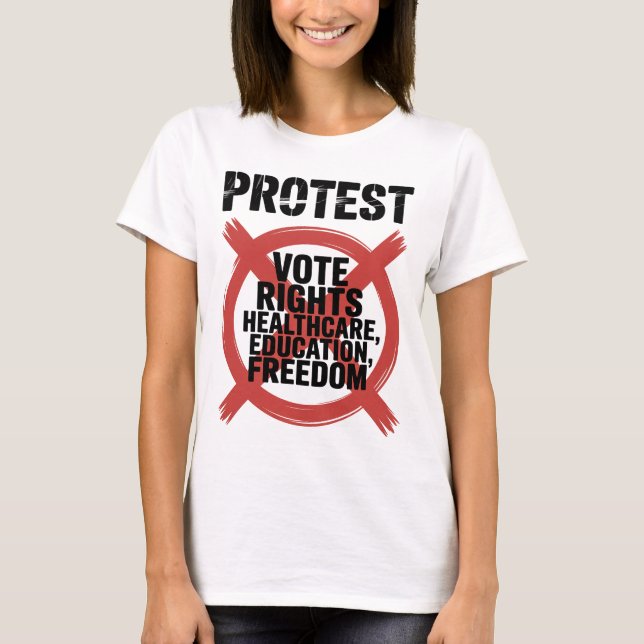 Hands Off Protest Vote Rights Healthcare Education T-Shirt (Front)