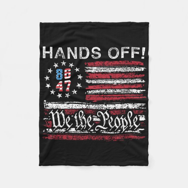Hands Off Social Security Medicare Medicaid Protes Fleece Blanket (Front)