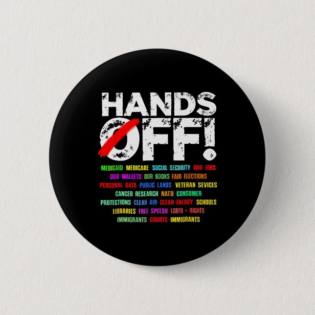 Hands Off Social Security Protest Resist  6 Cm Round Badge (Front)