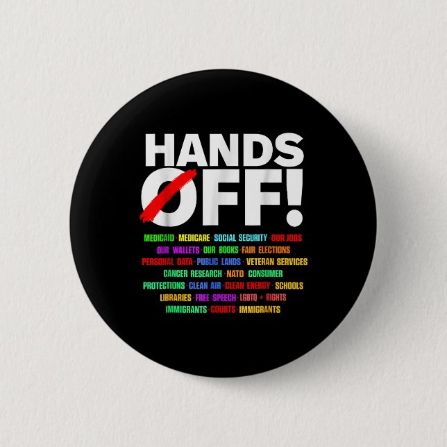 Hands Off Social Security Protest Resist  6 Cm Round Badge (Front)