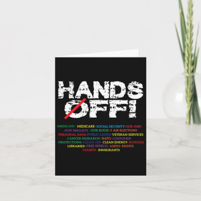 Hands Off Social Security Protest Resist Save Demo Card (Front)
