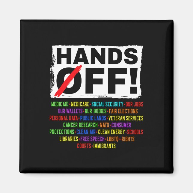 Hands Off Social Security Protest Resist Save Demo Magnet (Front)