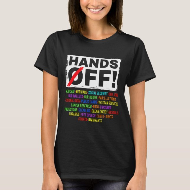 Hands Off Social Security Protest Resist Save Demo T-Shirt (Front)