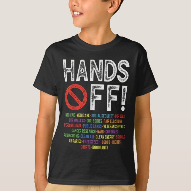 Hands Off Social Security Protest Resist Save Demo T-Shirt (Front)