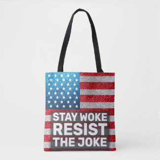 Hands Off Stay Woke Resist the Joke Glitter  Tote Bag