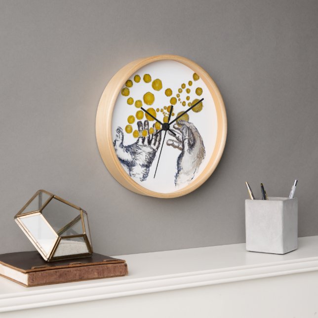 Hands Outstretched with Golden Globes Artist Clock (Office)