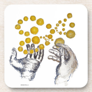 Hands Outstretched with Golden Globes Coaster