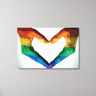 Hands Painted as a Rainbow Heart Canvas Print