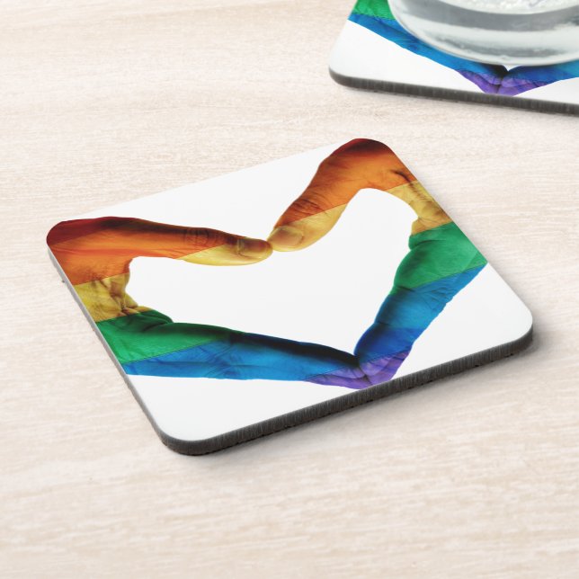 Hands Painted as a Rainbow Heart Coaster (Left Side)