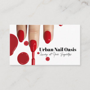 Hands Painted Red Nail Polish Manicure Loyalty Card