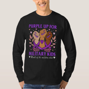 Hands Ribbon Purple Up For Military Kids Mlitary C T-Shirt