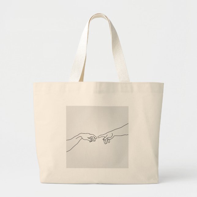 Hands showing the creation of Adam Large Tote Bag (Front)