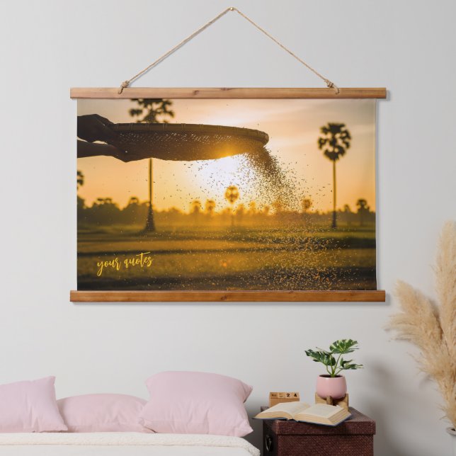 Hands Sifting Grain Rural Landscape  Hanging Tapestry (Bedroom)