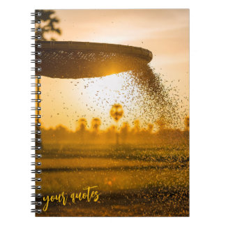 Hands Sifting Grain Rural Landscape Notebook