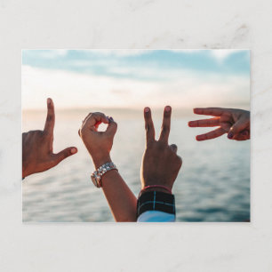 Hands Spell Love Romantic Photo Postcard