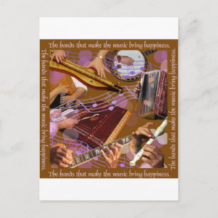 Hands That Make the Music ..Make Happiness (Brown) Postcard