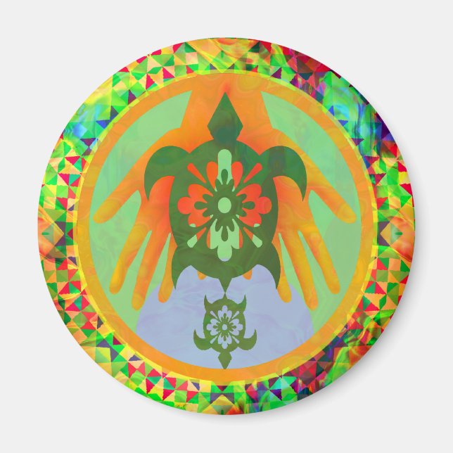 Hands Turtles Magnet (Front)