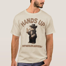 Hands Up Motherfluffer Funny Cute Cowboy Cat