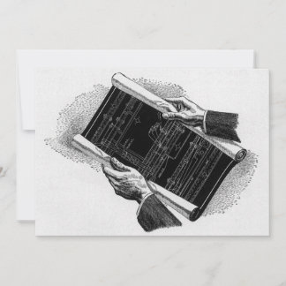 Hands w Architectural Blueprints, Vintage Business