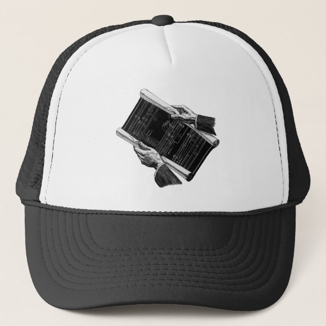 Hands w Architectural Blueprints, Vintage Business Trucker Hat (Front)