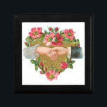 Hands w Flowers, Vintage Victorian Valentine's Day Gift Box<br><div class="desc">Vintage illustration Victorian Valentine's Day holiday design featuring hands surrounded by garden rose flowers in the shape of a heart. A love and romance design with a man holding a lady's hand with a wedding ring on it. Great design for a couple who just got engaged or for a newlywed...</div>