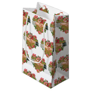 Hands w Flowers, Vintage Victorian Valentine's Day Small Gift Bag
