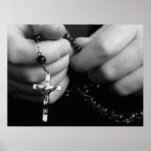 Hands with Rosary Beads Poster