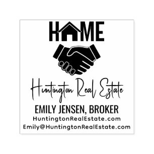 Handshake Real Estate Business Name URL Email Sq Self-inking Stamp