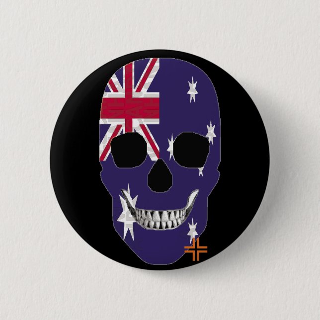 HANDSKULL Australia Round Badge  black B2 (Front)