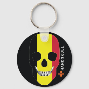 HANDSKULL Belgium,Happy skull,Belgium flag Key Ring