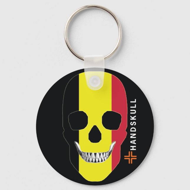 HANDSKULL Belgium,Happy skull,Belgium flag Key Ring (Front)