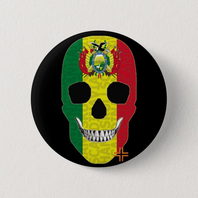 HANDSKULL Bolivia Round Badge  black B2 (Front)