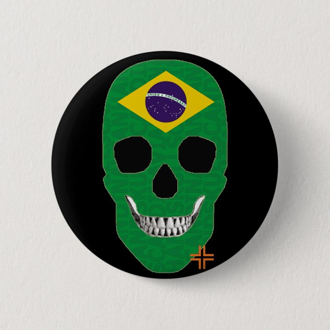 HANDSKULL Brazil Round Badge  black B2 (Front)