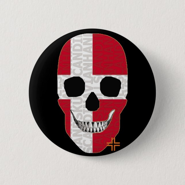HANDSKULL Denmark Round Badge  black B2 (Front)