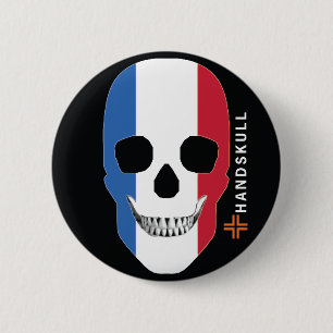 HANDSKULL France,Happy skull,France flag 6 Cm Round Badge