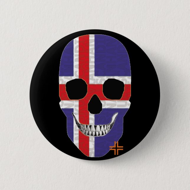 HANDSKULL Iceland Round Badge  black B2 (Front)