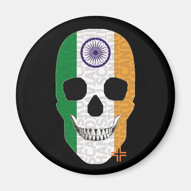 HANDSKULL India round magnet   B2 (Front)