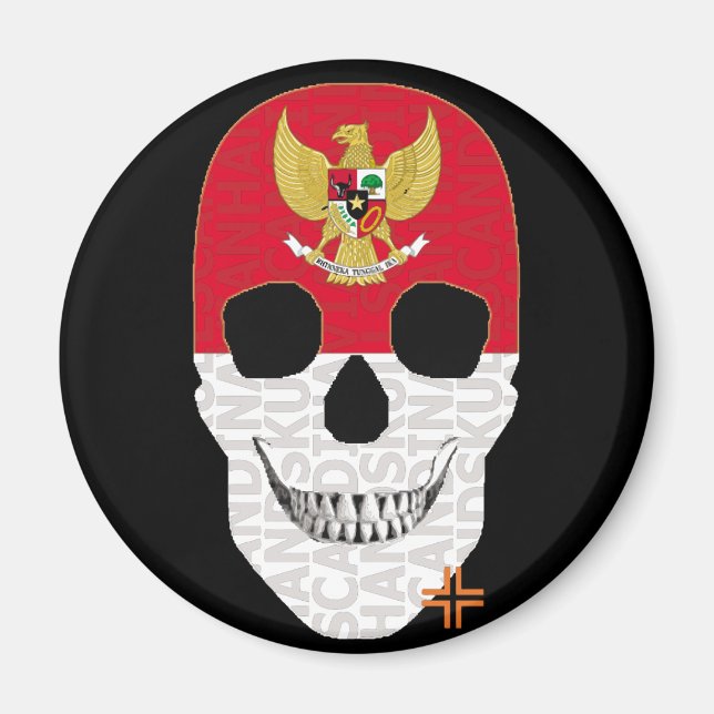 HANDSKULL Indonesia round magnet   B2 (Front)