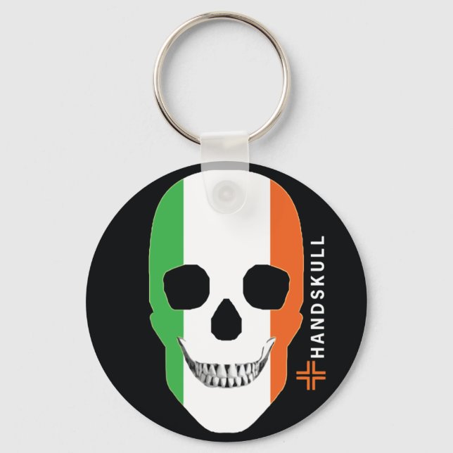 HANDSKULL Ireland,Happy skull,Ireland flag Key Ring (Front)