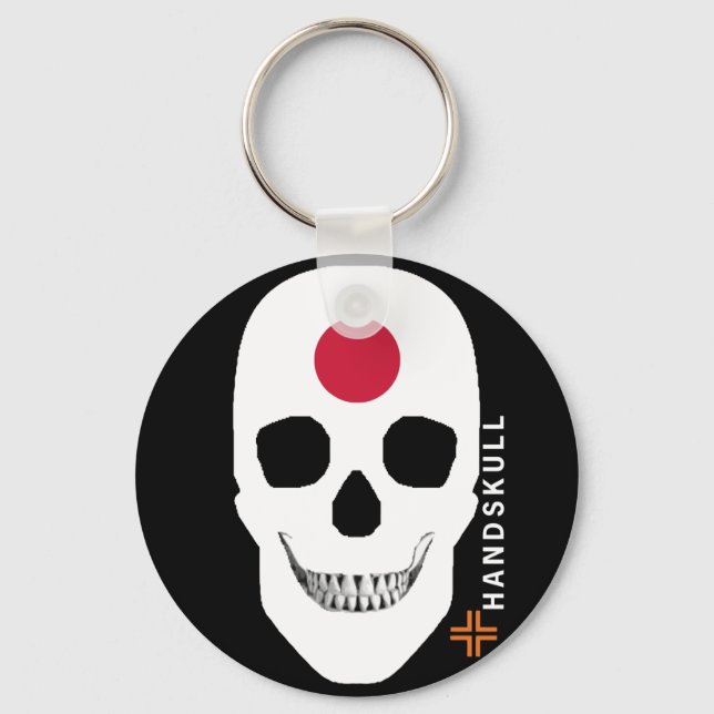 HANDSKULL Japan, Happy skull, Japan flag Key Ring (Front)