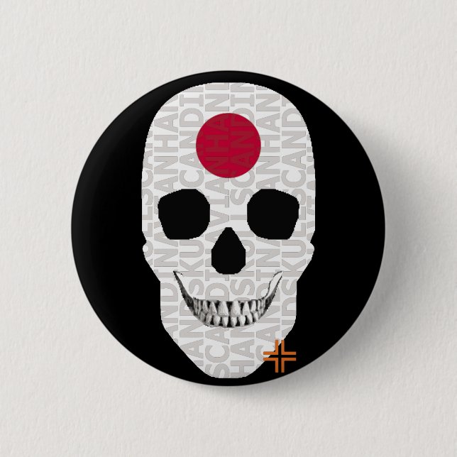 HANDSKULL Japan Round Badge  black B2 (Front)