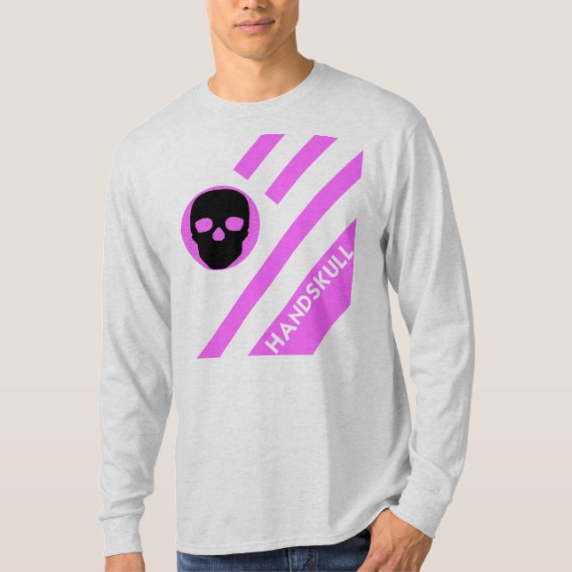 HANDSKULL LIV Hot Pink Bars T-Shirt Long Sleeve    (Front)