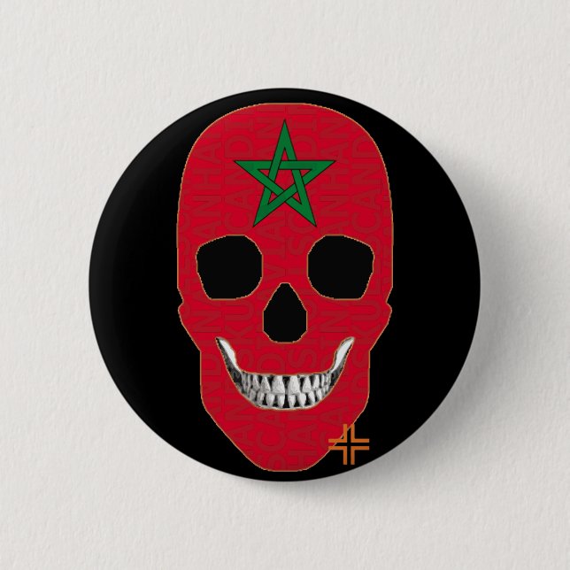 HANDSKULL Morocco Round Badge  black B2 (Front)