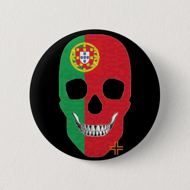 HANDSKULL Portugal Round Badge  black B2 (Front)