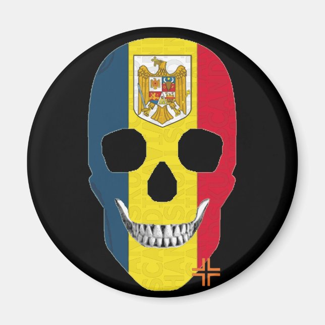 HANDSKULL Romania round magnet   B2 (Front)
