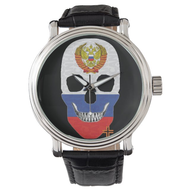 HANDSKULL Russian watch mens leather  B2 (Front)