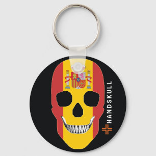 HANDSKULL Spain,Happy skull,Spain flag Key Ring