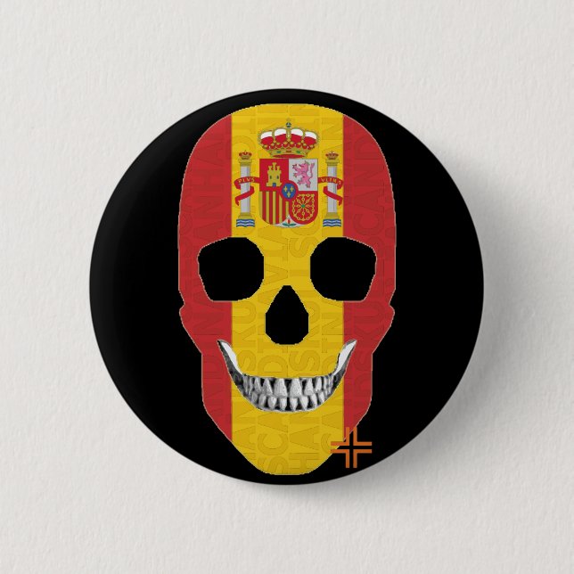 HANDSKULL Spain Round Badge  black B2 (Front)