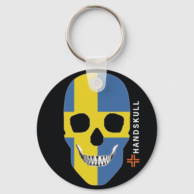 HANDSKULL Sweden,Happy skull,Sweden flag Key Ring (Front)