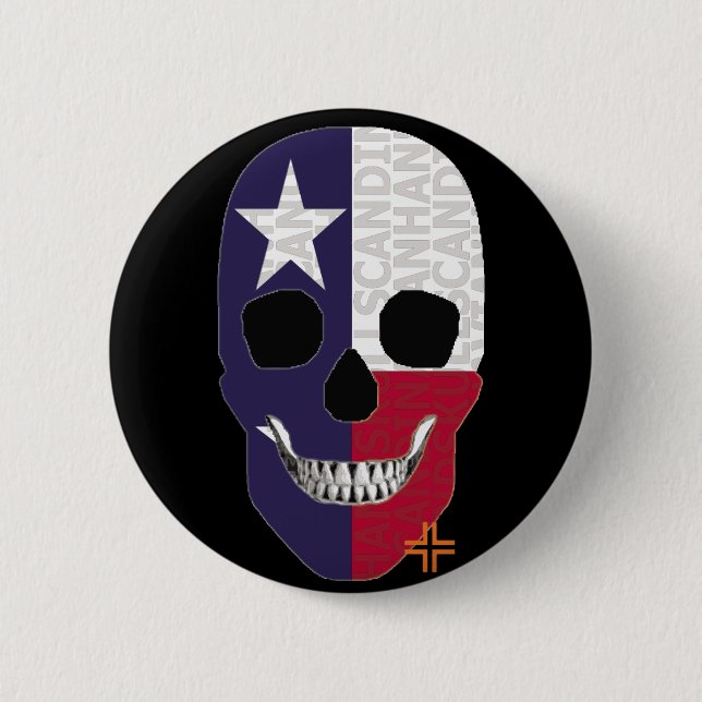 HANDSKULL Texas Round Badge  black B2 (Front)